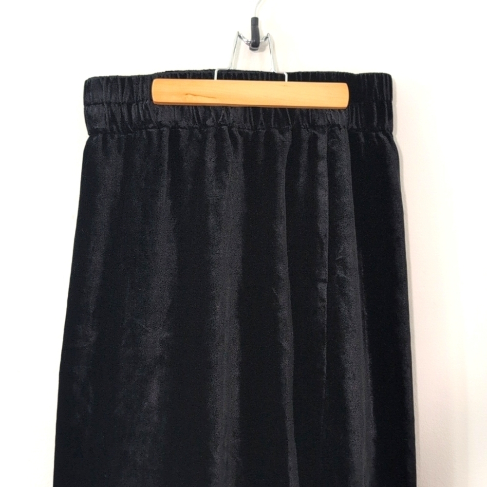 J Crew Pull On Black Velvet Preppy Midi Maxi Skirt w/Pockets Sz Small - Picture 2 of 9